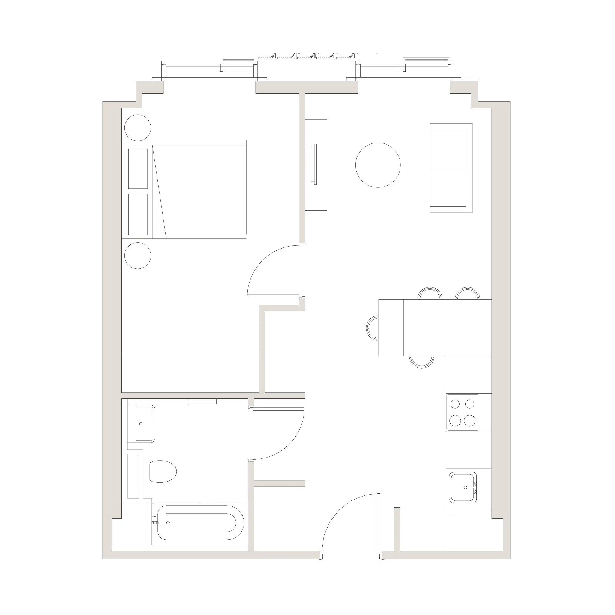 uhaus east one bedroom apartment floorplan