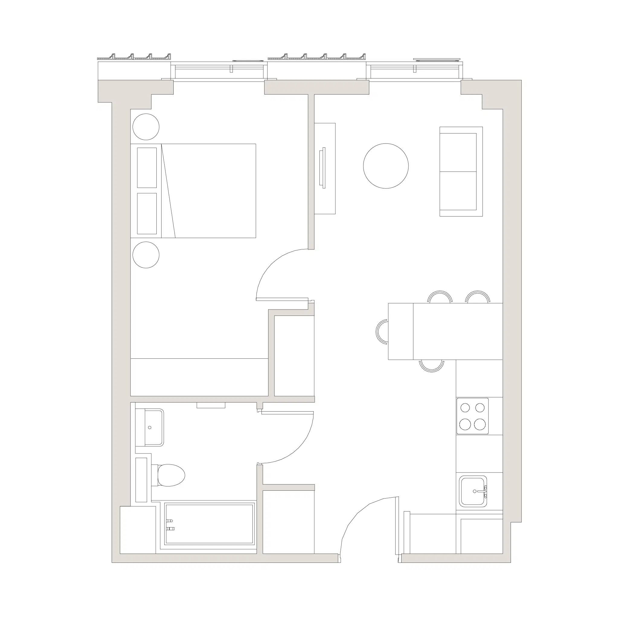 uhaus east one bedroom apartment floorplan