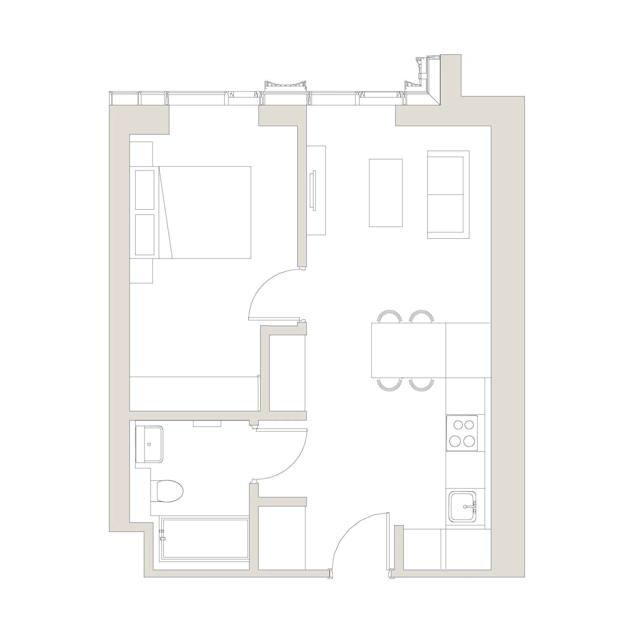 uhaus north one bedroom apartment floorplan