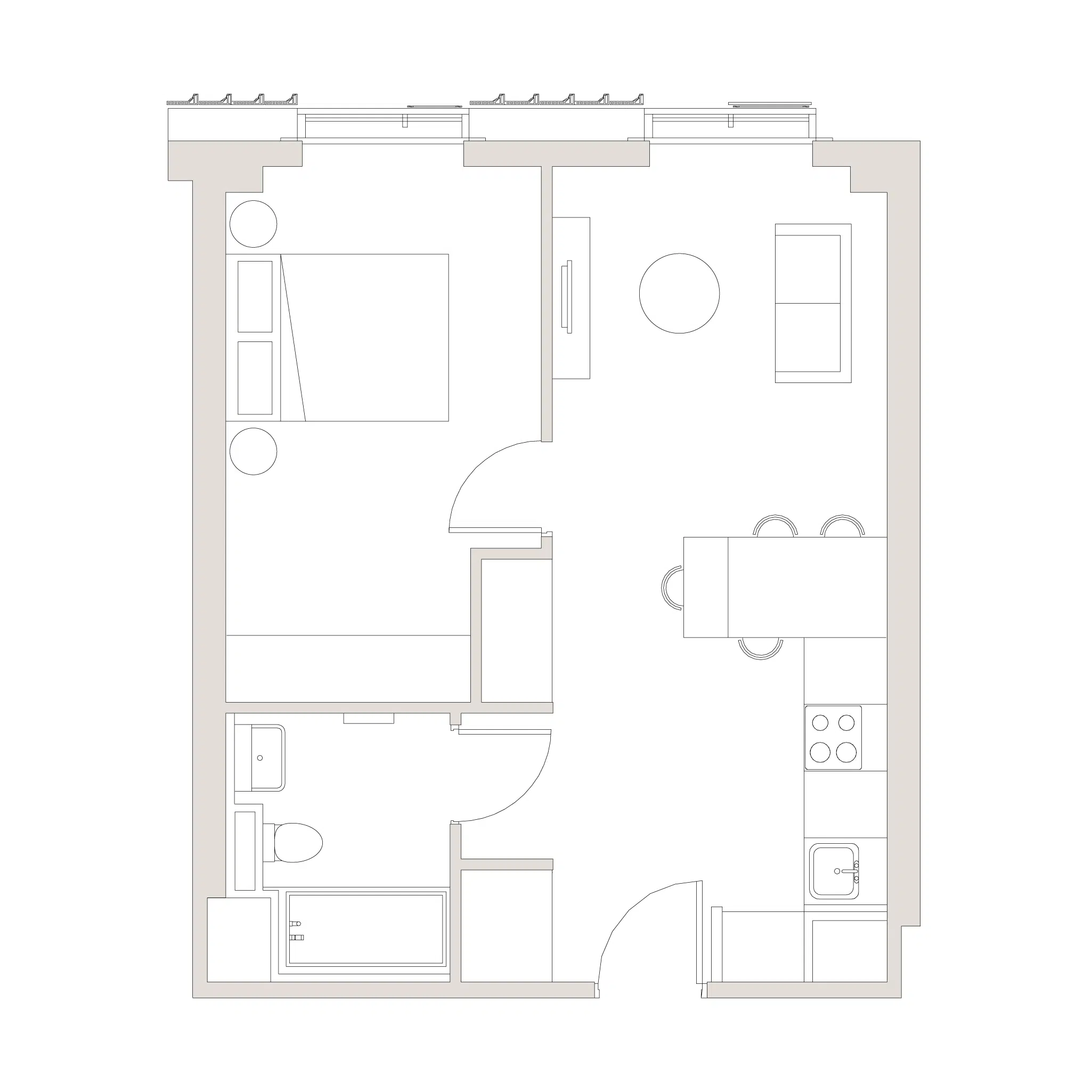 uhaus north one bedroom apartment floorplan