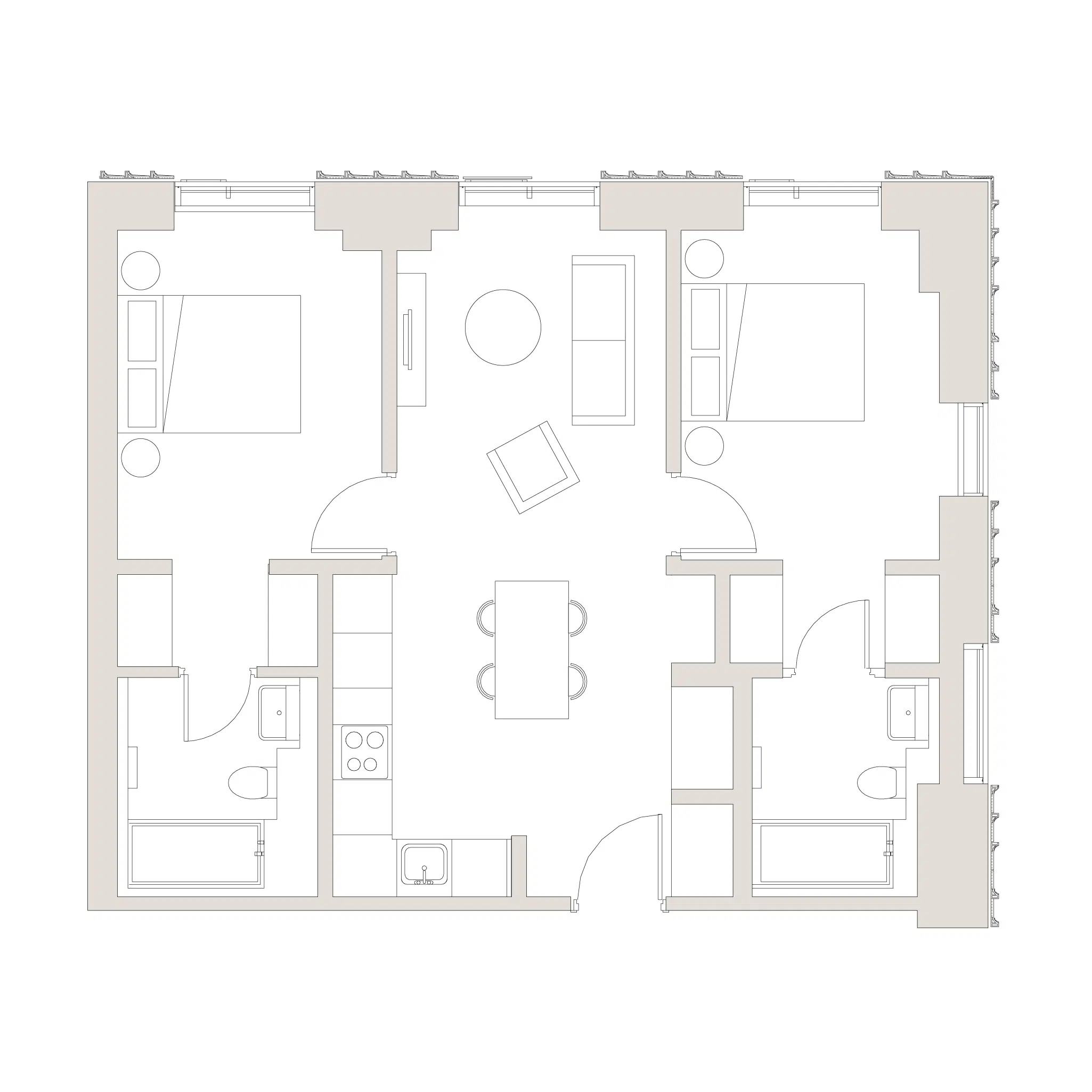 uhaus east two bedroom apartment floorplan