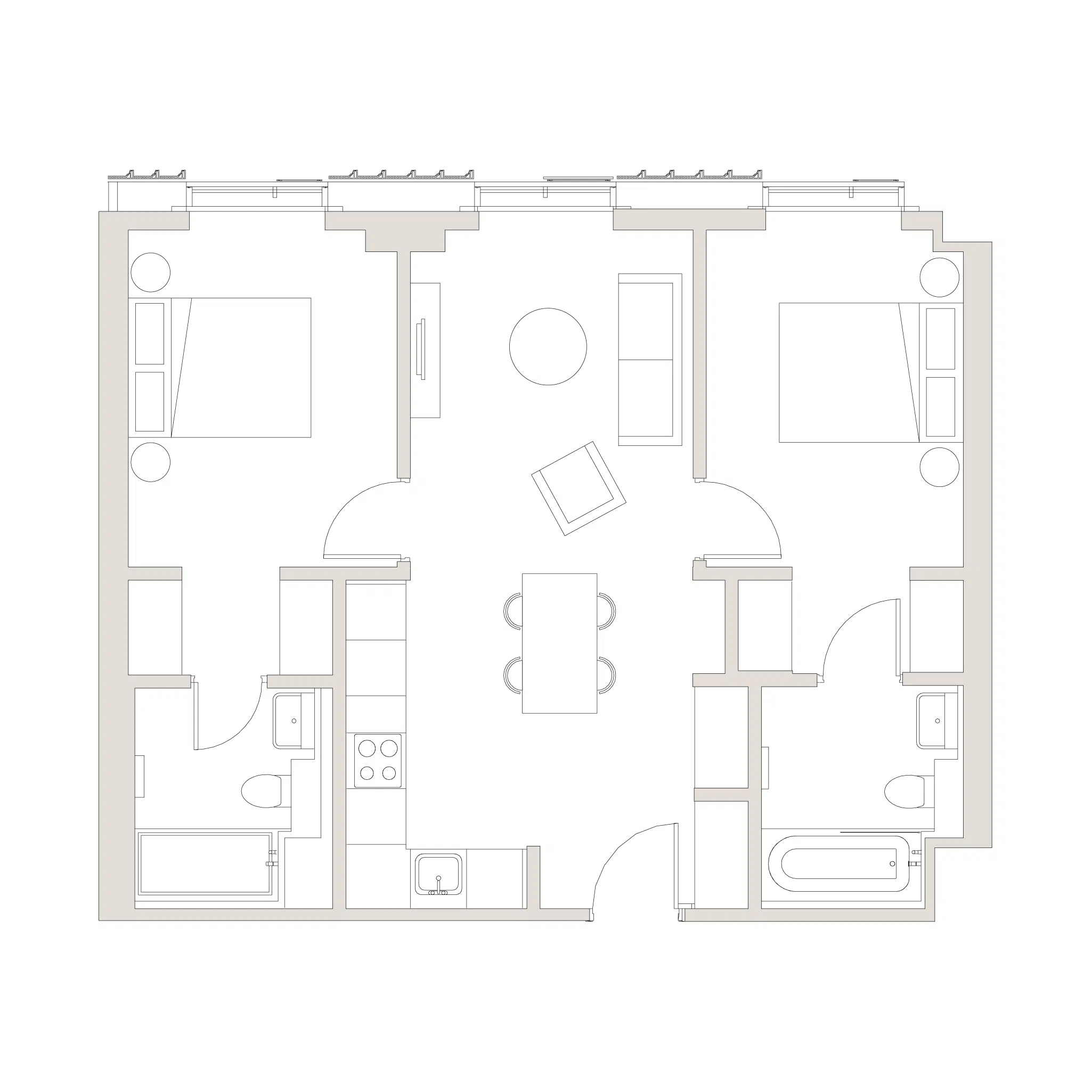 uhaus east two bedroom apartment floorplan